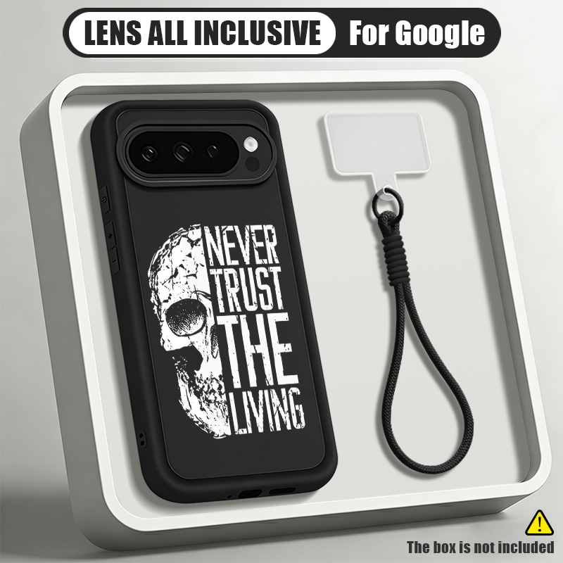 Google Pixel 9 - Telefoonhoesje met skelet-schedel print, polsbandje, voor